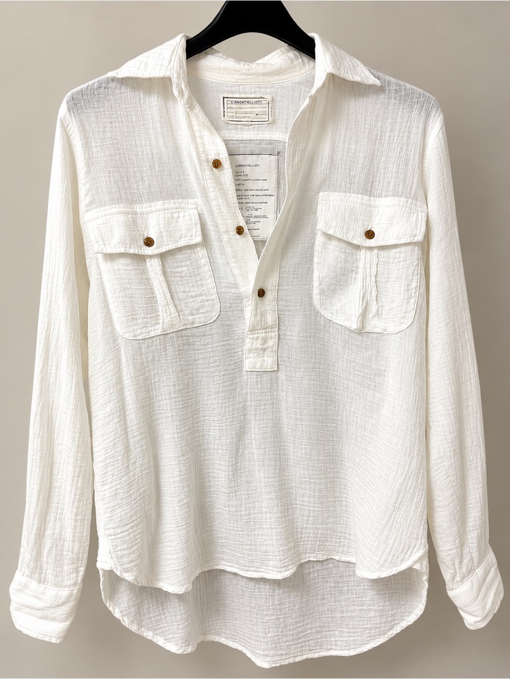 Current/Elliott White Button-Front Casual Shirt